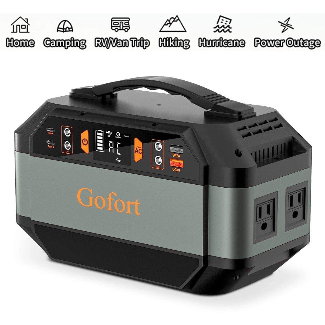 Portable Power Station 330W GoFort Solar Generator 299Wh CPAP Battery Pack Emergency Power Supply