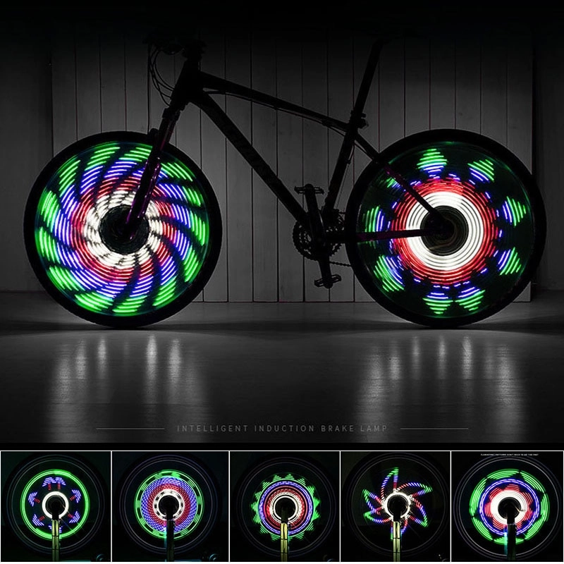 Waterproof Bicycle Spoke Light 64-LEDs 30 Patterns Double Side Display Cycling Tire Light Bike Hot Wheel Light