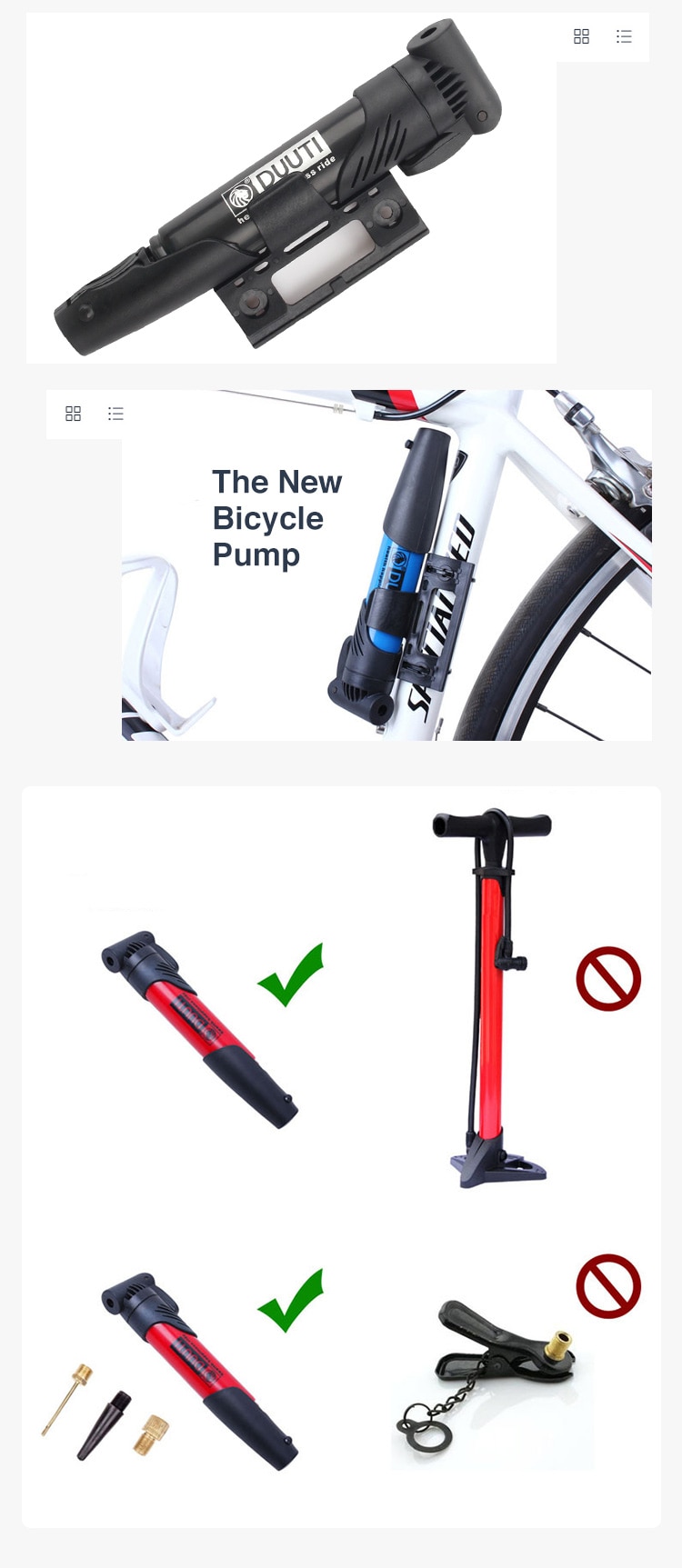 DUUTI Mini Portable High-strength Plastic Bicycle Air Pump Bike Tire Inflator Super Light Accessories MTB Road Bike Cycling Pump