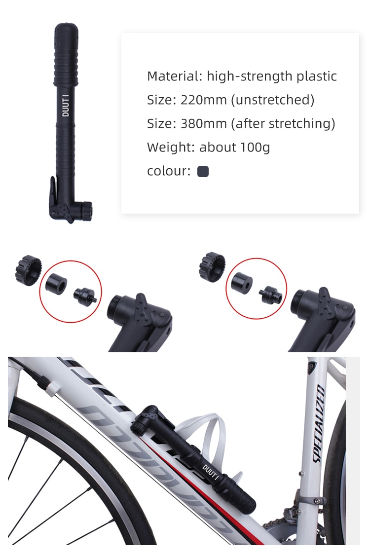 PCycling Portable Light Weight Multi-functional Bicycle Tire Air Pump Bicycle Inflator with Pump Inflator Extension Tube
