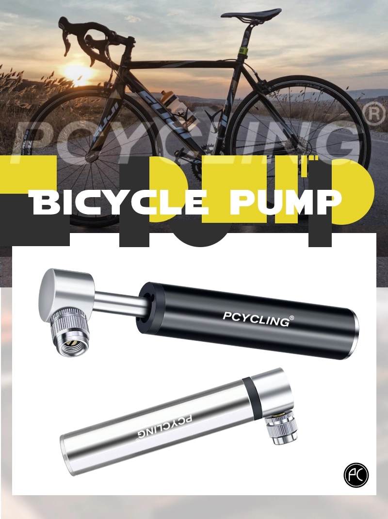 PCycling Mini Bicycle Pump Aluminum Alloy Cycling Hand Air Pump Ball Tire Inflator MTB Mountain Road Bike Pump 120PSI For AV/FV