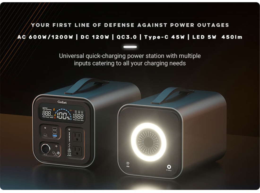 2000W Peak Power Station 297600mAh 1100Wh with 100V-240V AC Outlets Pure Sine Wave Solar Generator 1200W Backup Battery Pack CPAP Outdoor RV/Van Emergency Outdoor Power