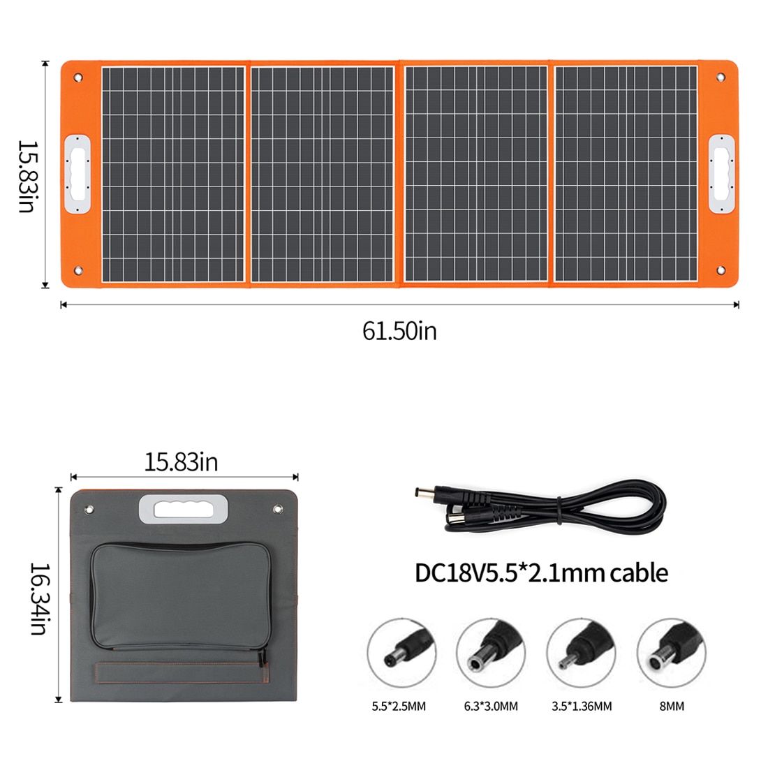 FlashFish Solar Panel 100W 18V Solar Charger with DC Type-c/QC3.0 Output Charge For Power Station Van RV Road Trip Camping