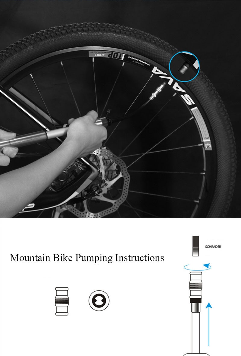 WILD MAN Retractable Portable Bicycle Tire Pump Light Aluminum Alloy Bike Pump Inflator Ball Pump 120 PSI Bike Accessories