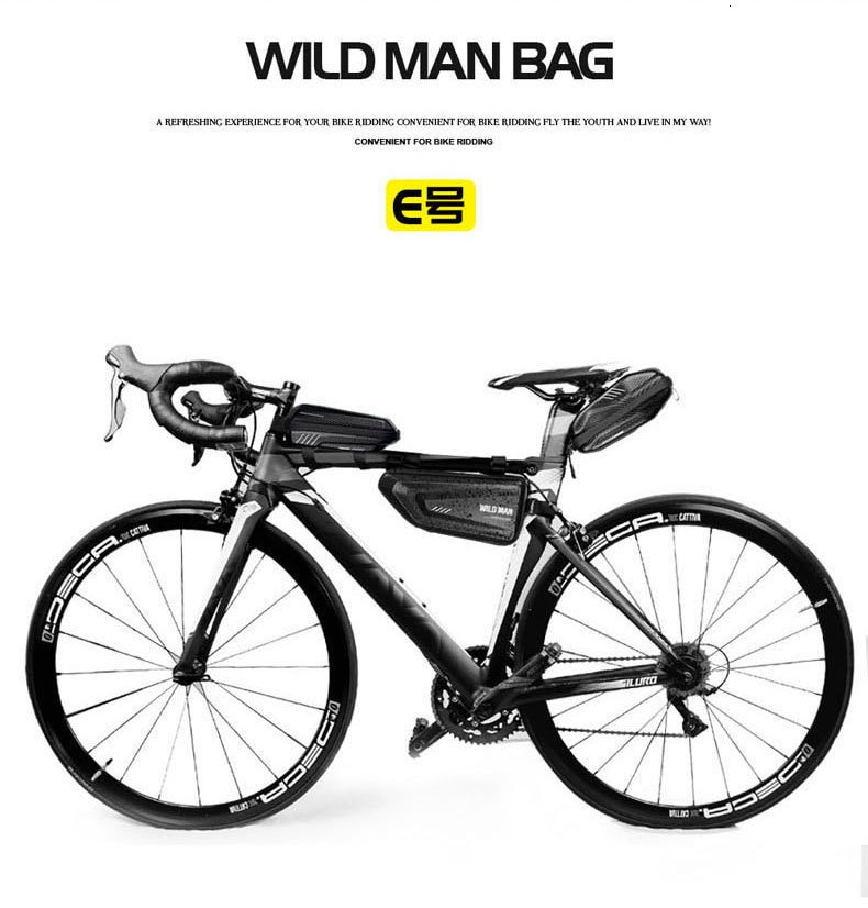 WILD MAN Mountain Bike Bag Rainproof Road Bicycle Frame Bag Cycling Accessories Hard Shell Tools Storage Panniers Capacity 1.5L