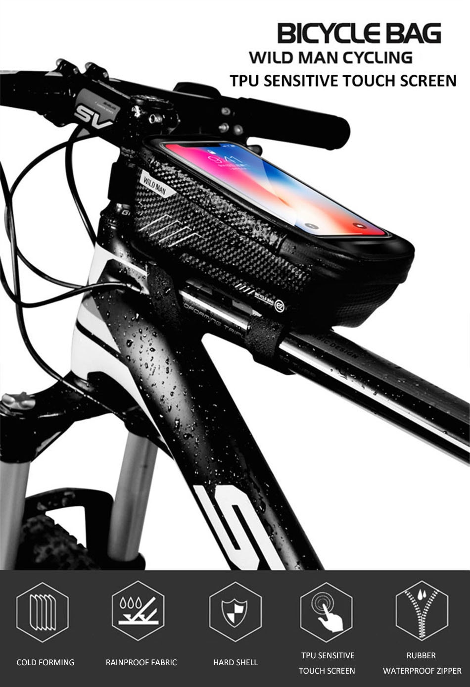 Mountain Bike Bag Rainproof Waterproof Mtb Front Bag 6.2inch Mobile Phone Case Bicycle Top Tube Bag Cycling Accessories