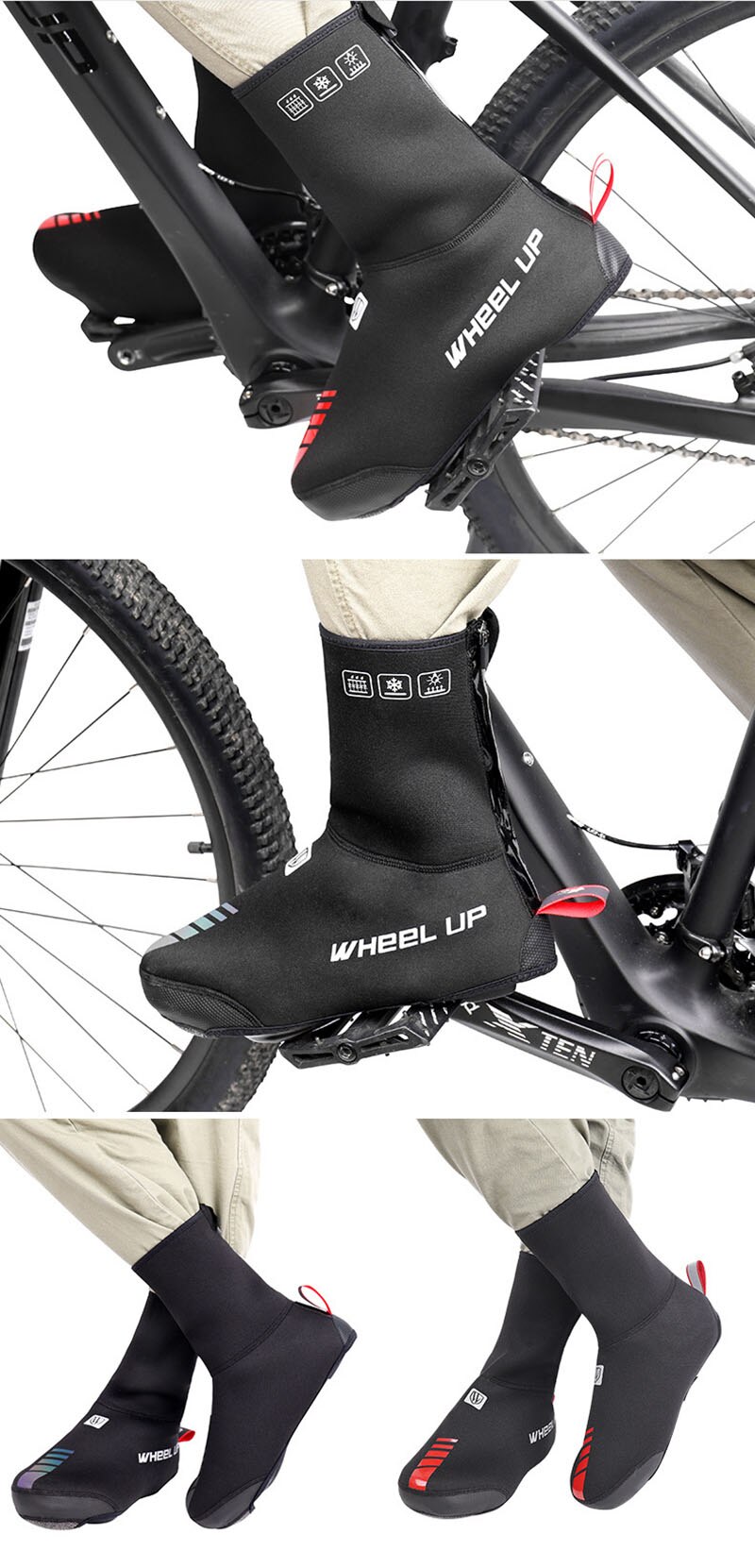 WHEEL UP Winter Waterproof Cycling Shoe Cover Reflective Bike Shoe Covers Cold-proof Warmer Bicycle Overshoes Boot Covers