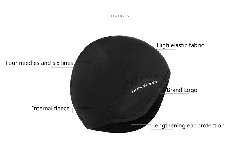 ARSUXEO Winter Cycling Cap Man Road Cycling Caps Quick Dry Thermal Fleece Cap Breathable Windproof Mountain Bike Hats