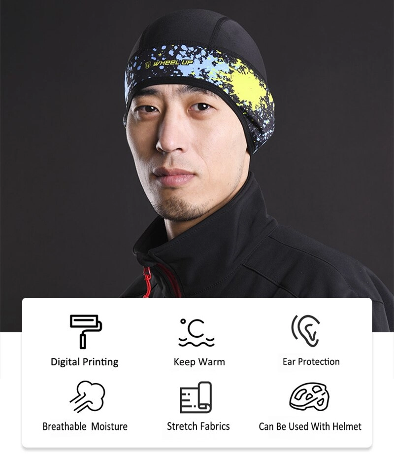 Man Winter Thermal Cycling Cap Fleece Running Skiing Motocycle Riding Head Hat Windproof Bicycle Cap Breathable Bike Headwear