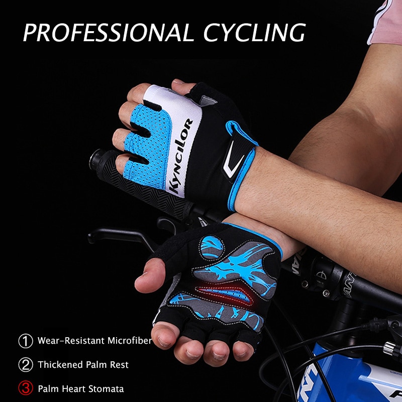 Kyncilor Breathable Cycling Gloves Half Finger Non-slip Outdoor Sports Bicycle Gloves Shock Absorption Road Bike Glove