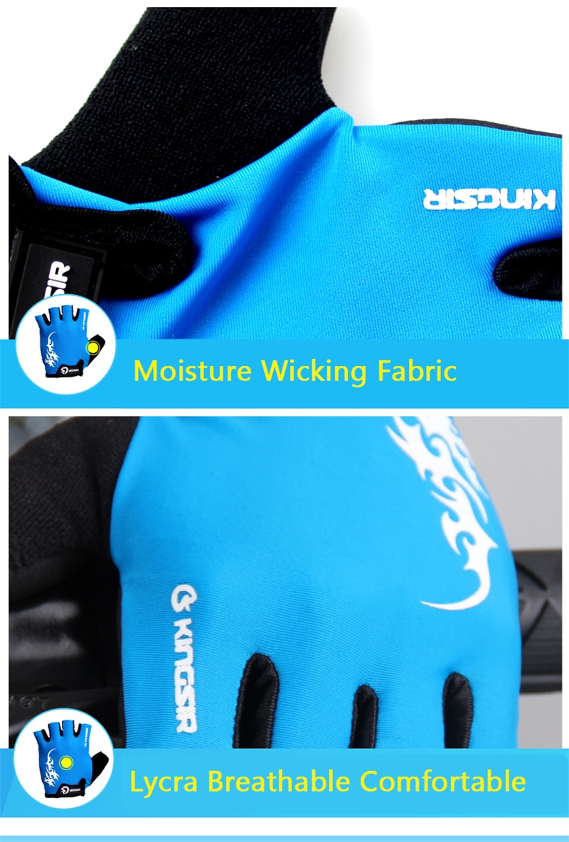 KINGSIR Cycling Gloves Half Finger Men Women Summer Sports Breathable Shockproof Anti-slip Bike Gloves MTB Bicycle Gloves