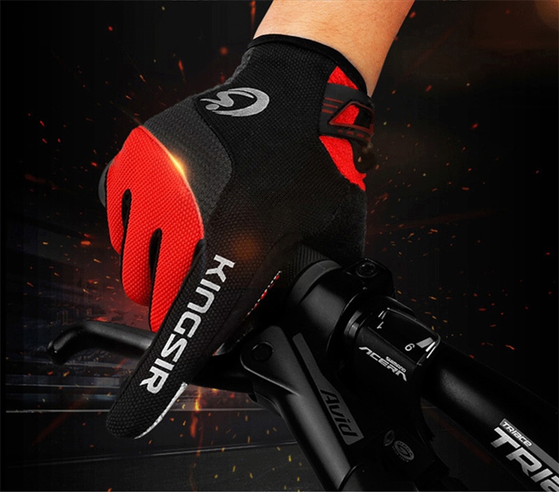KINGSIR Touch Screen Cycling Gloves Full Finger Autumn Sport Mtb Gloves Shockproof Bicycle Gloves GEL Pad Bike Gloves