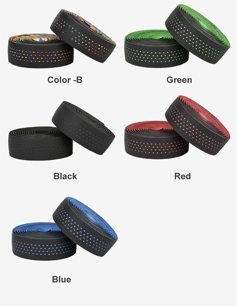 PCycling Bicycle Handlebar Tape Road Bike Comfortable Shock Absorption Breathable Conposite PU Leather EVA Material Multicolor