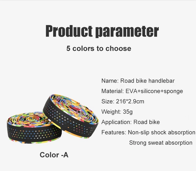 PCycling Bicycle Handlebar Tape Road Bike Comfortable Shock Absorption Breathable Conposite PU Leather EVA Material Multicolor
