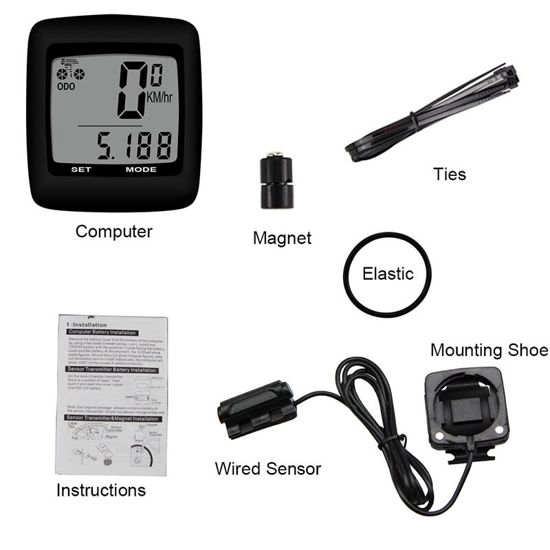 Sunding Waterproof Bicycle Computer Bike Speedometer Wired Cycling Stopwatch Thermometer Bicycle Accessories LCD Display