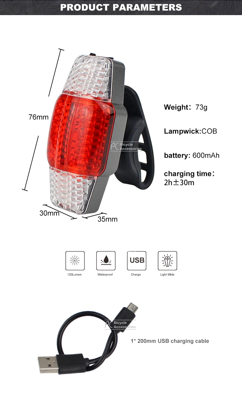 PCycling Bicycle Light Intelligent Turn Signal Brake Light USB Rechargeable Light COB LED Bike Lights Cycling Laser Taillight