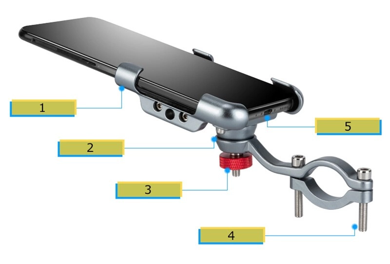 Promend Aluminum Alloy Bicycle Mobile Phone Holder Non-Slip Bike Phone Holder 360 Degree Rotation Cell Phone Gps Holder Stand