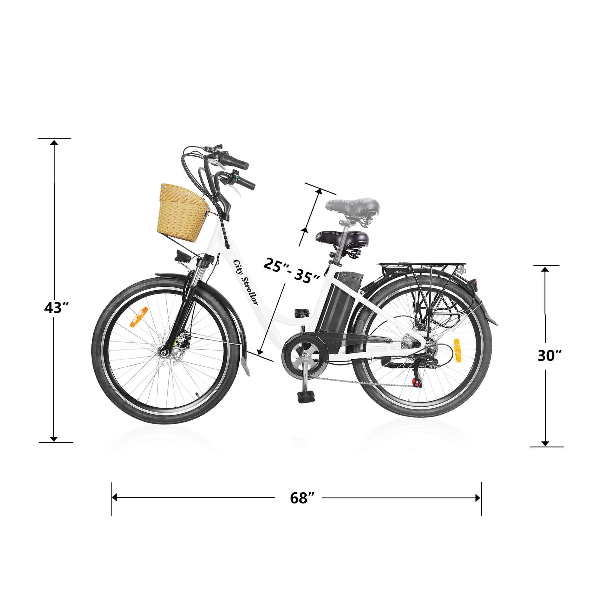 Nakto Electric Bike CITY STROLLER eBike with Basket 6 Speed 26" Tire Bikes 36V 12Ah 350W Motor Electric Bicycle