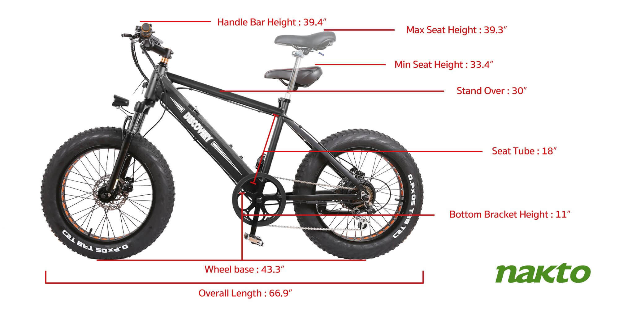 Nakto Electric Bike DISCOVERY eMTB 6 Speed 20*4" Fat Tire Mountain eBike 48V 8Ah 350W Motor Electric Bicycle