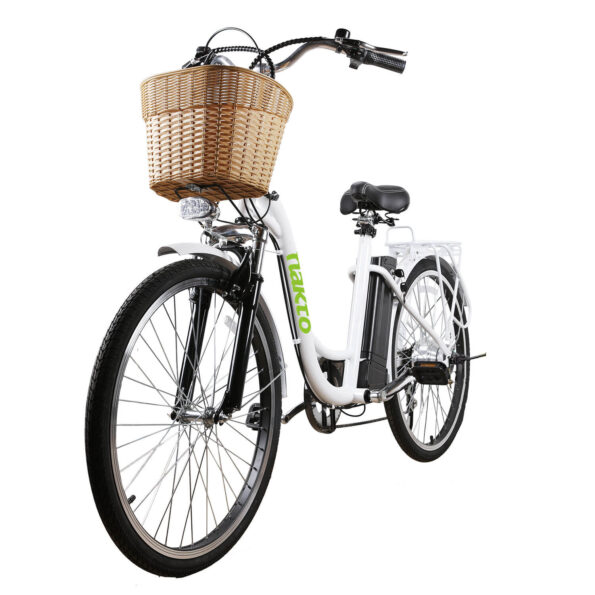 Nakto CAMEL Electric Bike for Women 6 Speed 26 inch Tire City eBike with Basket White 36V 10Ah 250W 350W Motor Electric Bicycle (2)