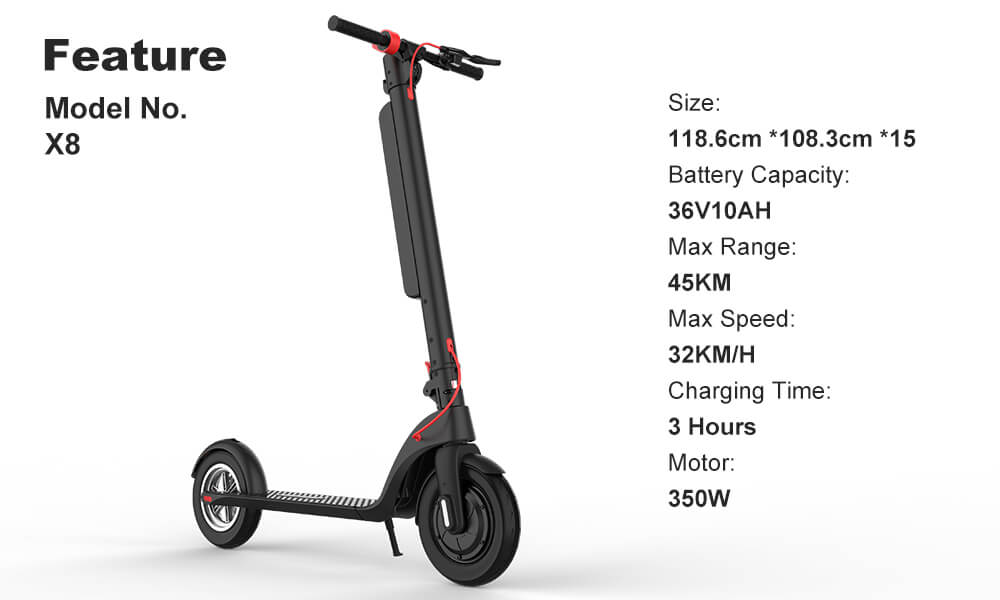 Portable Electric Scooter EU/US Stock No Tax Triple Brakes Waterproof Foldable eScooter 350W 45KM Range 10Ah Removable Battery